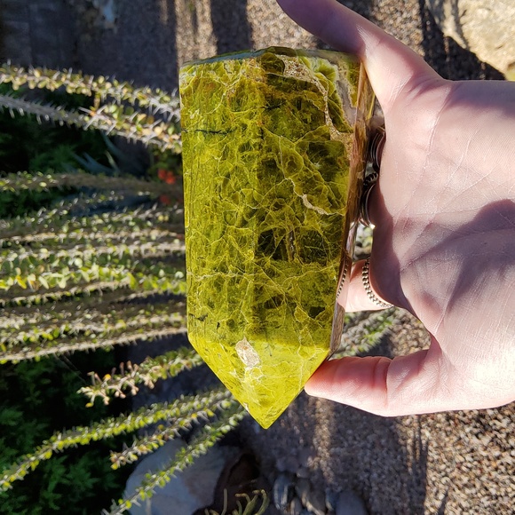 Chunky, Vibrant African Green Opal Obelisk - Picture 16 of 17